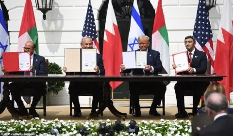 Leaders signing the Abraham Accords
